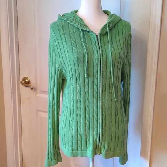 Cabela's  Hooded Cable knit Sweater. Size Large. Full Zip - Picture 1 of 13